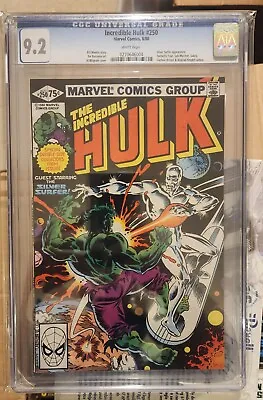 Buy Incredible Hulk #250 CGC 9.2 Silver Surfer Cover Fantastic 4 - 1980 • 78.83£