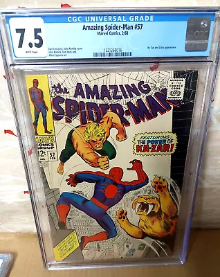 Buy 1968 The Amazing Spider-Man #57 CGC 7.5 White Pages Ka-zar & Zabu Appearance • 116.05£