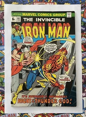 Buy Iron Man #66 - Feb 1974 - Mighty Thor Appearance! - Vfn- (7.5) Pence Copy! • 39.99£