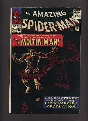 Buy Amazing Spider-Man 28 VG+ 1st App MOLTEN MAN 1965 Ditko Marvel Comics Q698 • 237.18£