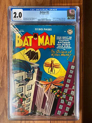 Buy Batman #63 CGC 2.0 Off White To White 1st Appearance Killer Moth Key DC 1951!! • 949.93£