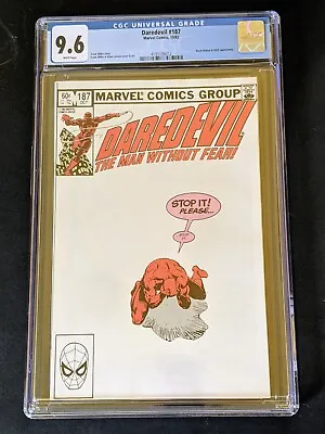 Buy Daredevil #187 CGC 9.6/NM+ Wh Pgs 1982 Classic Frank Miller Cover & Story/OBO! • 38.74£
