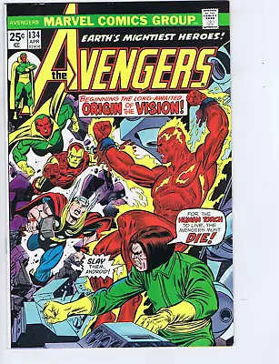 Buy Avengers #134 Marvel 1975 Origin Of The Vision! • 19.79£