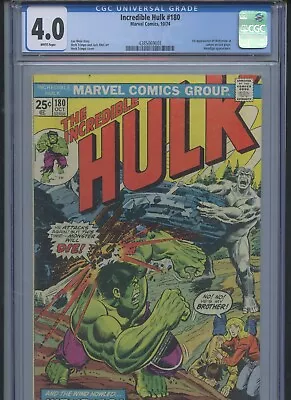 Buy Incredible Hulk #180 1974 CGC 4.0 (1st Cameo App Of Wolverine) • 355.77£