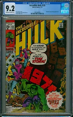 Buy Incredible Hulk #135 Cgc 9.2 Nm Kang Vs Hulk 1971 Phantom Eagle Marvel Mcu • 197.48£