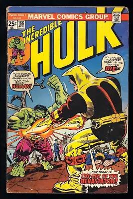 Buy Incredible Hulk #186 1975 (VG-)  Death  Of Devastator! Mark Jewelers Ins! L@@K! • 14.24£