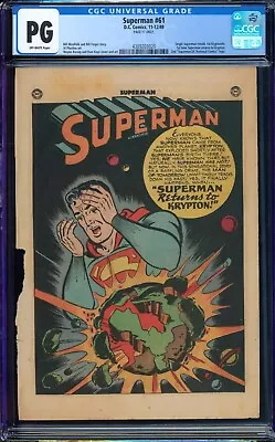 Buy Superman #61, 1949, CGC PG, Page 17 Only, 1st Image Of Kryptonite On This Page! • 316.24£