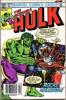 Buy Incredible Hulk #271-1982 Fn 6.0 2nd App Of Rocket Raccoon 1st Cover / Newsstand • 128.55£