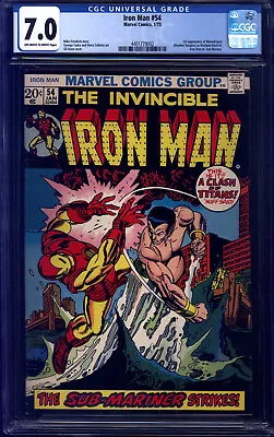 Buy Iron Man #54 CGC 7.0 Tuska, Kane, 1st Moondragon, Iron Man Vs Sub-Mariner • 55.96£