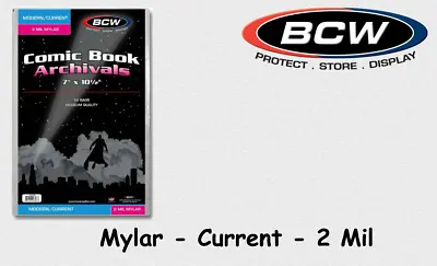Buy BCW - 50 Current - Mylar - Comic Book Bags - Cases - 2 Mil With Tab NEW/ORIGINAL PACKAGING! • 21.32£