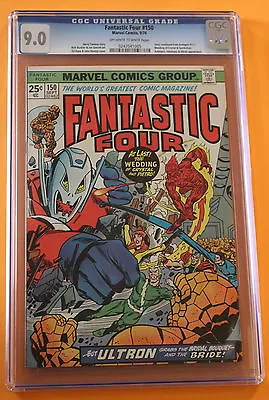 Buy FANTASTIC FOUR #150 Vs ULTRON Avengers Inhumans 1974 CRYSTAL QUICKSILVER CGC 9.0 • 59.16£