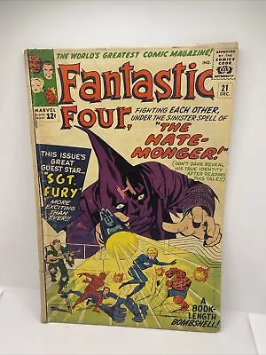 Buy Comic Book- Fantastic Four #21 Kirby/Roussos & Lee 1963 Hate Monger SGT Fury • 72.31£