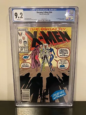 Buy X-Men 244 CGC 9.2 Newsstand 1st App Jubilee (1989) Marvel Comics White Pages • 63.95£