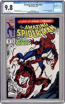 Buy Amazing Spider-Man #361 1st Printing CGC 9.8 1992 4369877015 1st Carnage • 285.13£