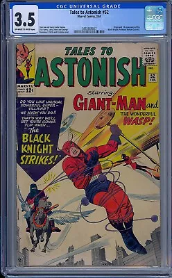 Buy Cgc 3.5 Tales To Astonish #52 Black Knight 1st Appearance Ow/w Pgs 1964 Eternals • 71.95£