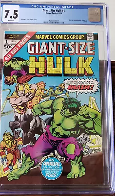 Buy Giant-size Hulk #1 - Cgc 7.5 - Wp - Vf-  1975 - Reprints Hulk Annual #1 • 51.97£