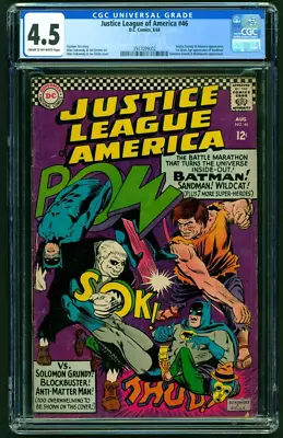 Buy Justice League America 46 DC 1966 CGC 4.5 1st Silver Age Sandman • 79.43£