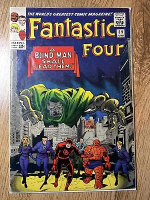 Buy Fantastic Four #39 (1965) Classic Dr Doom/Daredevil Cover! Silver Age Marvel VG+ • 80£
