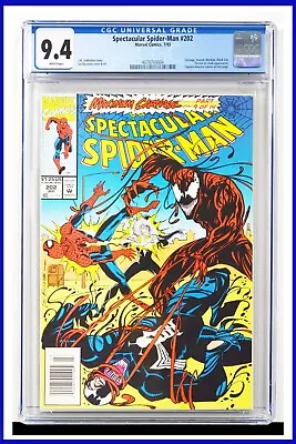 Buy Spectacular Spider-Man #202 CGC Graded 9.4 Marvel July 1993 Newsstand Comic Book • 81.26£