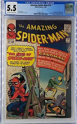 Buy Amazing Spider-Man #18 CGC 5.5 1st Ned Leeds 1964 • 260£