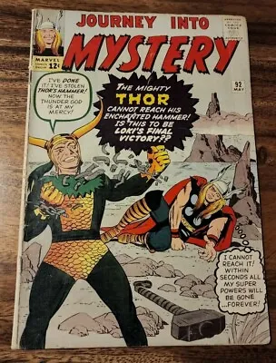 Buy Journey Into Mystery 92  Early Loki & Thor Appearance Kirby Art 1963 • 178.75£