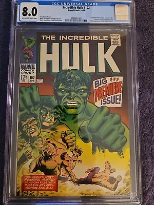 Buy THE INCREDIBLE HULK  #102 CGC GRADED  8.0 Marvel 1968 • 339.02£