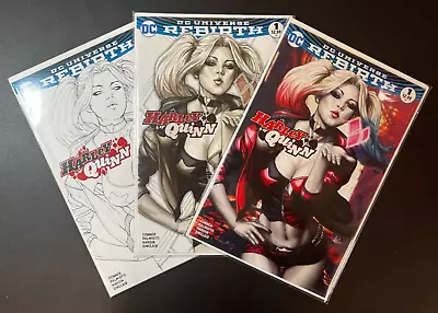 Buy Harley Quinn #1 (2016) Artgerm Variant Cover Set Of 3: Color, Sketch & B&W NM! • 59.75£
