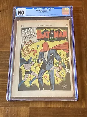 Buy Detective Comics 168 CGC NG OW Coverless Incomplete (1st App Red Hood) + Magnet • 960.77£