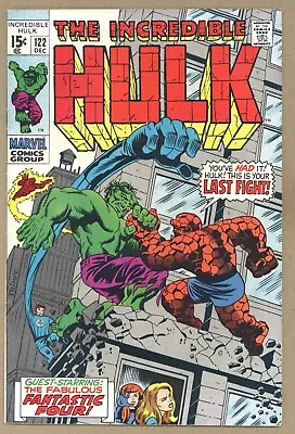 Buy Incredible Hulk 122 VF- Trimpe! BATTLES THING! Fantastic Four! 1969 Marvel V343 • 56.89£