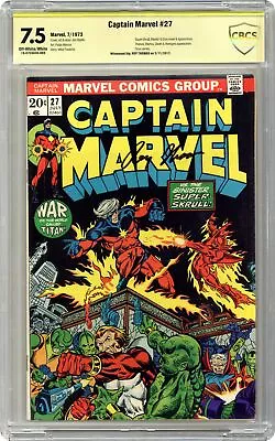 Buy Captain Marvel #27 CBCS 7.5 SS Thomas 1973 18-07C9D45-069 • 176.13£