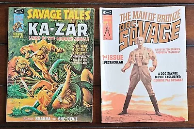 Buy 1975 Curtis Doc Savage Spectacular Issue 1 And Savage Tales Ka-zar 8 • 11.85£