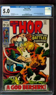 Buy Thor 166 CGC 5.0 Jack Kirby Art 2nd Appearance Warlock 7/1969 • 79.15£