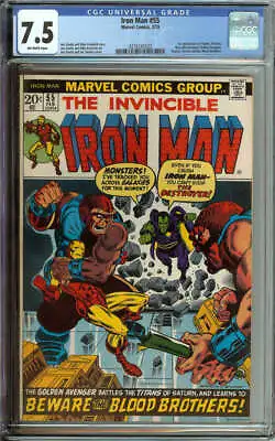 Buy Iron Man #55 Cgc 7.5 Ow Pages // 1st Appearance Of Thanos 1973 • 580.44£