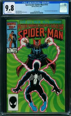 Buy SPECTACULAR SPIDER-MAN 115 CGC 9.8 WP BLACK CAT DR DOCTOR STRANGE Marvel 1986 • 149.52£