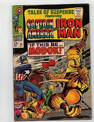 Buy TALES OF SUSPENSE #94 Marvel 1967 1st App. MODOK Iron Man Captain America F/VF • 105.42£