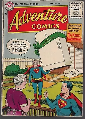 Buy Adventure Comics #224 Dc 1956 Superboy  Pa Kent..!  + Aquaman & Green Arrow Vg • 44.04£
