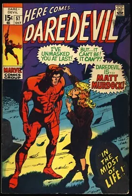 Buy DAREDEVIL #57 1969 Daredevil REVEALS Matt Murdock SECRET IDENTITY To KAREN PAGE • 19.98£