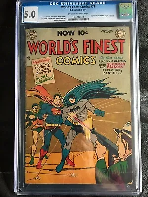 Buy WORLD'S FINEST COMICS #71 CGC VG/FN 5.0 OW-W; Superman/Batman Team Begins! • 1,266.98£