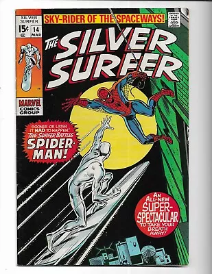 Buy Silver Surfer 14 - F+ 6.5 - Spider-man Crossover (1970) • 115.93£