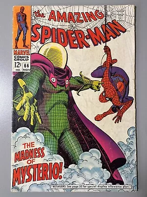 Buy Amazing Spider-Man #66 VG+ 4.5 Mysterio Appearance! Romita Cover! Marvel 1968 • 62.93£