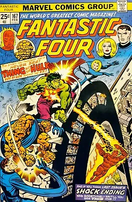 Buy Fantastic Four 167 MARVEL COMICS 1976 Thing Vs. Hulk SC • 20.11£