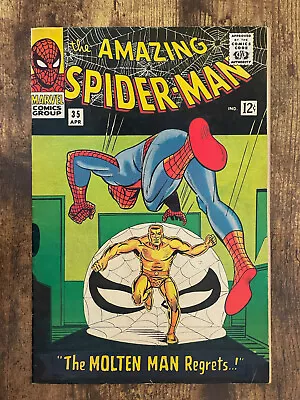 Buy Amazing Spider-Man #35 - GORGEOUS - 2nd Molten Man - Marvel Comics 1966 • 8.49£