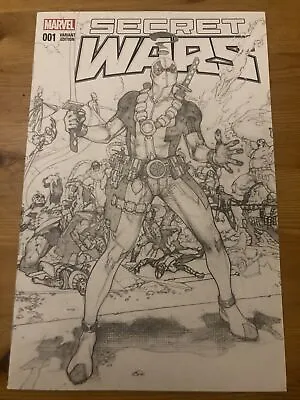 Buy Secret Wars #1 - Forbidden Planet B&w Sketch Variant - Marvel Comics 2015 • 3£