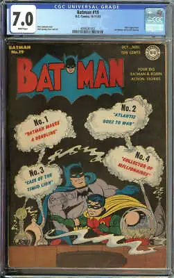 Buy Batman #19 Cgc 7.0 White Pages Joker Appearance + 1st Batman Art By Dick Sprang • 1,767.71£