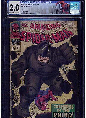Buy Amazing Spider-man #41 Cgc 2.0 1966 1st Appearance Rhino Special Special Label • 241.24£
