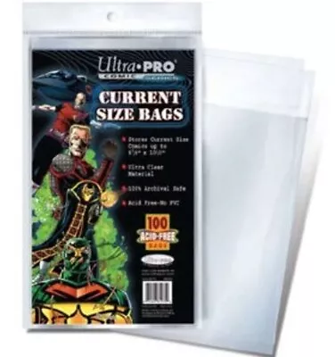Buy Ultra Pro  Current/Modern Comic Book Bags, 100 Bags Sleeves • 12.39£