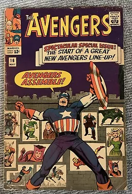Buy THE AVENGERS #16 May 1965 G/VG 1st New Team 3rd Appearance Of Kang Lee Kirby • 31.63£