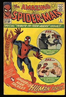Buy Amazing Spider-Man #8 VG 4.0 1st Appearance Living Brain! Human Torch! • 336.23£