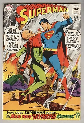 Buy Superman #205 April 1968 VG- Neal Adams Cover • 3.99£