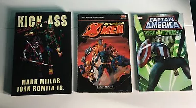 Buy 3 X Marvel Comic Book Graphic Novel Bundle - X Men, Captain America, Kick Ass • 5£